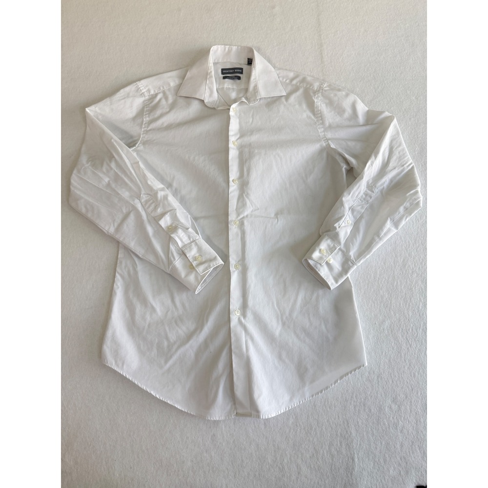 Geoffrey Beene Fitted Dress Shirt Mens 15 32/33 M White Wrinkle Free‎